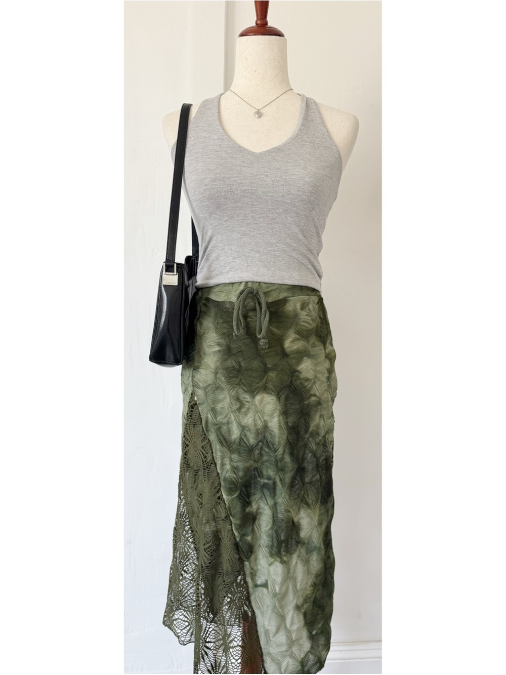 Fashion Nova Green Side Crochet Maxi Summer Skirt